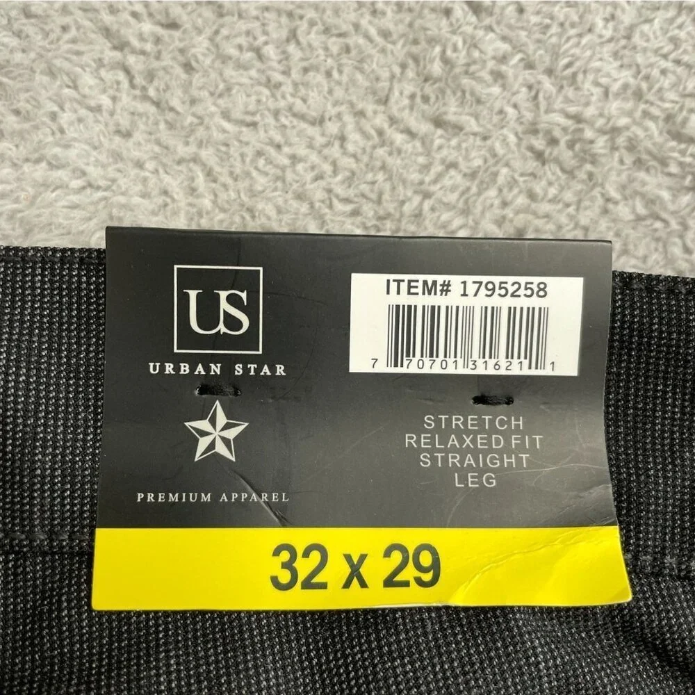 NEW Urban Star Men's 32x29 Stretch Relaxed Fit Straight Leg Pants Dark Gray